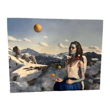 Dipinto olio su tela raffigurante Operazione astrali. XX/XXI secolo....