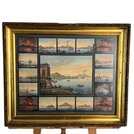 Guazzo tempera su carta (Gouache), raffigurante Raggruppamento di diciasette...