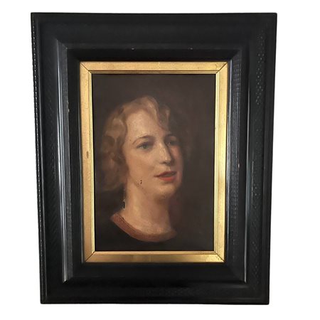 Dipinto olio su tela, Scuola Italiana raffigurante ritratto di donna XX...