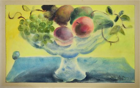 Ercole Pignatelli VASO CON FRUTTA tecnica mista su carta, cm 37x62 firma
