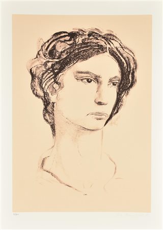 Pietro Annigoni RITRATTO litografia su carta, cm 70x50; es. 93/100 firma e...