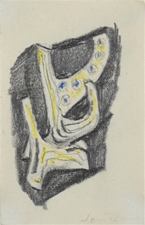 Giuseppe Santomaso PROGETTO PER SPILLA pastello carboncinato su carta, cm...