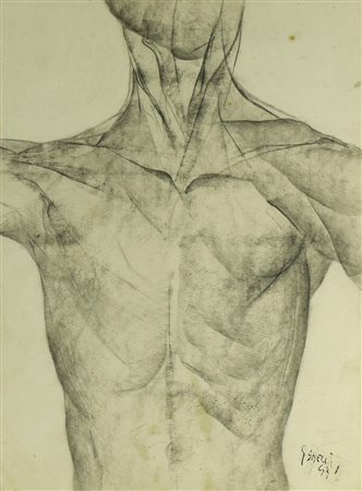 Franco Garelli TORSO MASCHILE, 1943 grafite su carta, cm 45 x 35 firma e data