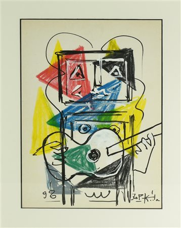 Ibrahim Kodra SENZA TITOLO, 1998 tecnica mista su cartoncino, cm 30x21 firma...