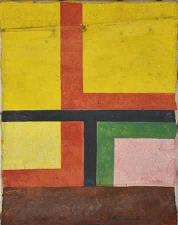 Raimondo Lorenzetti COMPOSIZIONE olio su tela, cm 40x30 firma difetti