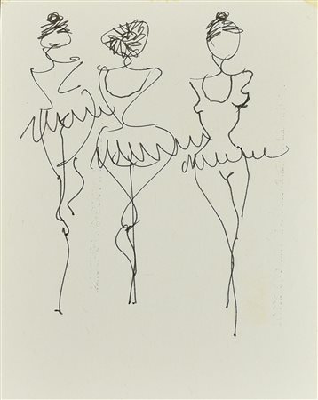 Rosolino Mendola BALLERINE biro su carta, cm 12,5x9 sul retro: firma e dedica...