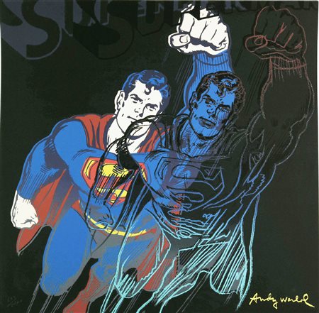 Da Andy Warhol SUPERMAN fotolitografia su cartoncino, cm 60x60; es. 223/2.400...