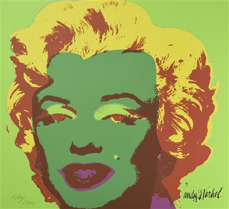 D'apres Andy Warhol MARILYN MONROE foto-litografia su cartoncino, cm 60x60;...