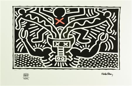 D'apres Keith Haring UNTITLED foto-litografia, cm 50x70; es. 93/150 firma in...