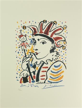 D'apres Pablo Picasso CLOWN foto-litografia su carta, cm 66x50; es. 306/1000...
