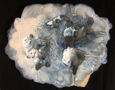 Adele Lazzeri AS WE WALK FROM THE CLOUDS colatura in gesso e stampa UV, cm...