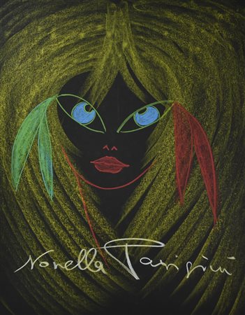 Novella Parigini VISO DI DONNA pastello su carta, cm 70x50 firma