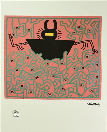 D'apres Keith Haring UNTITLED foto-litografia, cm 70x50; es. 55/150 firma in...