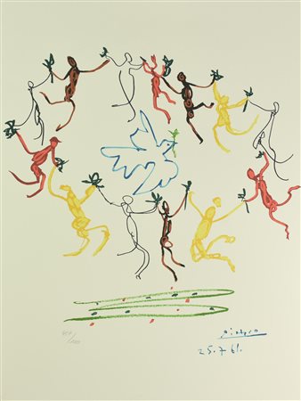 D'apres Pablo Picasso COLOMBA DELLA PACE foto-litografia su carta, cm 66x50;...