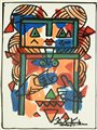 Ibrahim Kodra TOTEM, 1990 tecnica mista su carta, cm 23x16 firma
