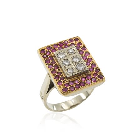 Anello in oro bianco e giallo 18kt  peso 7 gr.