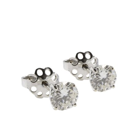 Orecchini a lobo in oro bianco 18kt con due diamanti  peso 2 gr.