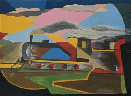 Giulio D'Anna (Villarosa 1908-Messina 1978) Dinamismo di un treno 1928 ca...