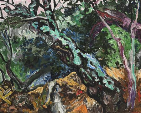 Carlo Levi (Torino 1902-Roma 1975) Bosco con albero Olio su tela cm 73x92 -...