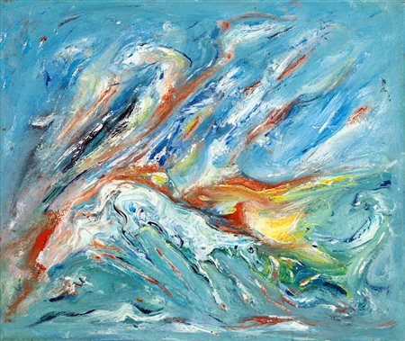 Giovanni Stradone (Nola 1911-Roma 1981) Collina in fiamme 1963 Olio su tela...