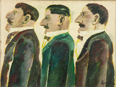 Franz Borghese (Roma 1941-Roma 2005) Personaggi Olio su tela cm 30x40 - in...