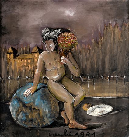 Sergio Vacchi (Castenaso 1925-Siena 2016) Ecologia del titano 1981 Olio e...