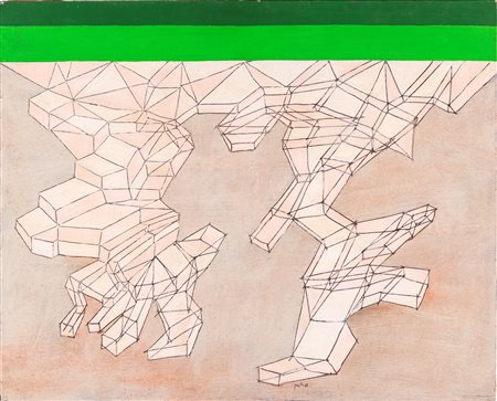 Achille Perilli (Roma 1927-Orvieto 2021) Lo Strappasorriso 1968 Olio su tela...