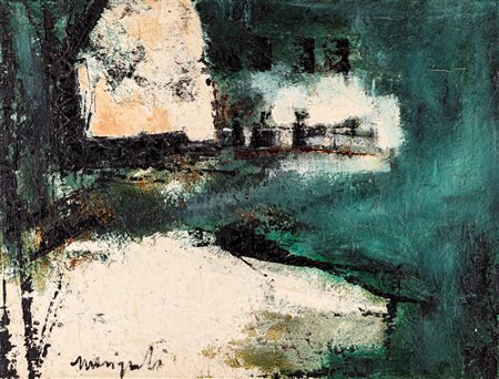 Filippo Marignoli (Perugia 1926-Seattle 1995) Incontro al parco 1957 Olio su...