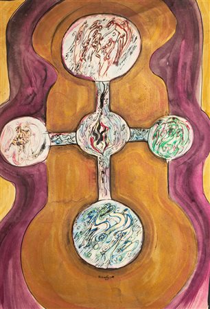 Aldo Mondino (Torino 1938-Torino 2005) -Senza titolo 1962 China e tempera su...