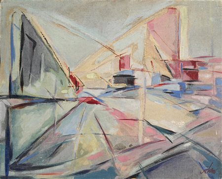 Enrico De Tomi (Venezia 1912-Roma 1983) Senza titolo Olio su cartone telato...