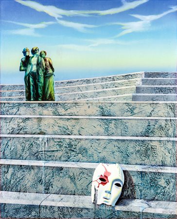 Franco Mulas (Roma 1938-0) Senza titolo 1969 Olio su tavola cm 100x81 Firma e...