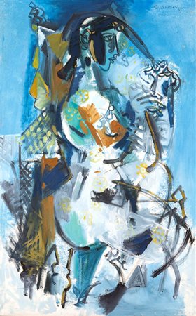 M. Sivanesian (Chennai 1940-2015) Ritratto 1985 Olio su tela cm 122x76,5 - in...