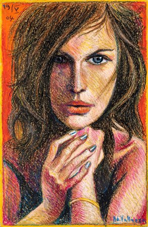 Adolf Vallazza (Ortisei 1924) Donna 2004 Pastelli su carta cm 59x39 - in...