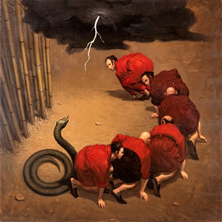 Wainer Vaccari (Modena 1949) Mistero di Villa Strohl-Fern 1998 Olio su tela...