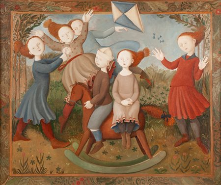 Marta Czok (Beirut 1947) Giardino d'Arazzo Olio su tela cm 50x60 - in cornice...