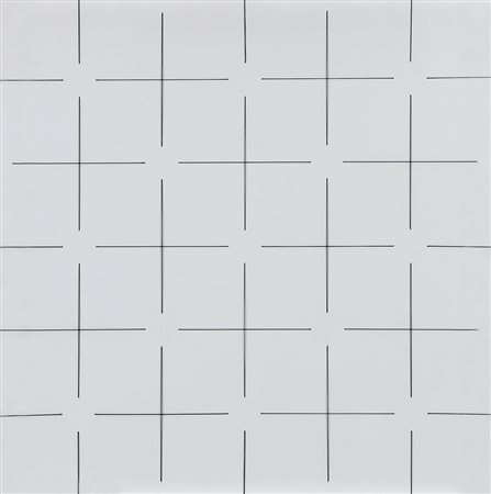 EDOARDO LANDI Modena 1937 Struttura visuale 61, 1961-71 fili elastici su tela...