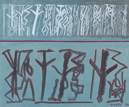RICCARDO LICATA Torino 20/12/1929 Senza titolo, 1988 tecnica mista su tela...