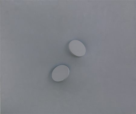 TURI SIMETI Alcamo 05/08/1929 Due ovali in grigio, 1993 collage su tela...