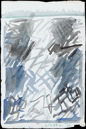 RICCARDO LICATA Torino 20/12/1929 Senza titolo, 1985 acquarello su carta cm....