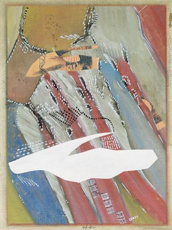 SERGIO DANGELO Milano 1932 Sequoia, 1965 olio e collage su cartone telato cm....