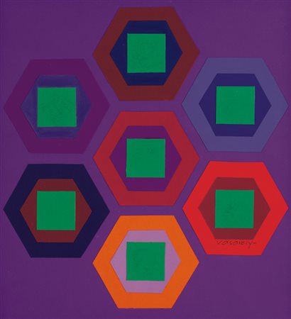 VICTOR VASARELY Pecs 1908 - Parigi 15/03/1997 Hat vert, 1985 tecnica mista e...