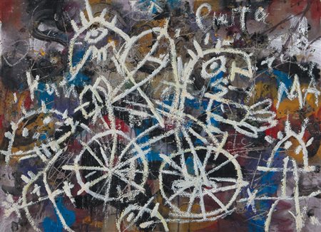 JULIAN PACHECO Cuenca (Spagna) 1937 Fragmento graffitico n° 105, 1986 tecnica...