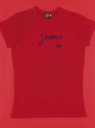 BEN VAUTIER Napoli 1935 J'avance serigrafia su T-Shirt donna cm. 67x59,...