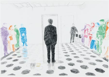 ENRICO BENTIVOGLIO Senza titolo pastelli su carta cm. 50x70, opera non firmata.