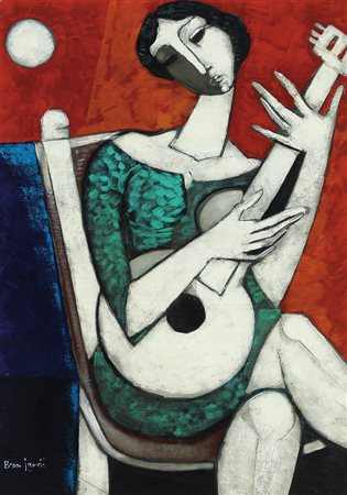 BRUNO LANDI Roma 23/03/1941 Melodia d'amore, 2002 olio su tela cm. 70x50,...