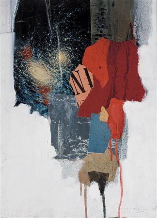 FERNANDO DE FILIPPI Lecce 11/04/1940 Fatto di sangue, 1963 olio e collage su...