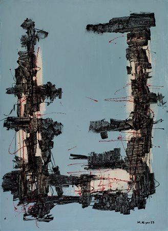 MARIO NIGRO Pistoia 28/06/1917 - 1992 Composizione astratta in blu, nero e...