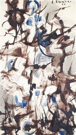 ENZO BRUNORI Perugia 14/07/1924 - Roma 13/05/1993 Composizione, 1955 gouache...
