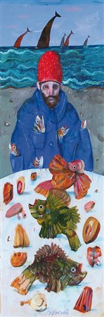 ANTONIO POSSENTI Lucca 11/01/1933 Senza titolo olio su tavola cm. 60x20,...