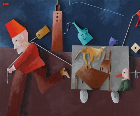 EMILIO TADINI Milano 1927 - Milano 24/09/2002 Profugo olio su tela cm. 60x73,...